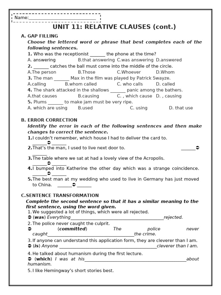 Mastering Relative Clauses Exercises | PDF | Syntax | Linguistics