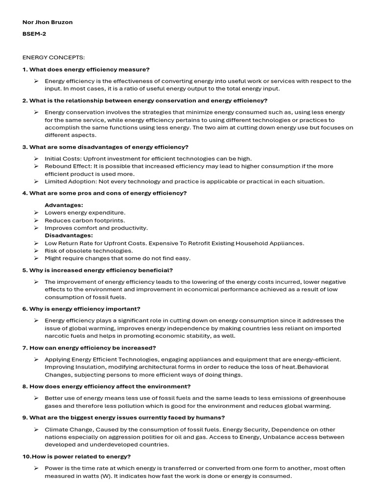 Understanding Energy Efficiency Concepts | PDF | Efficient Energy Use ...