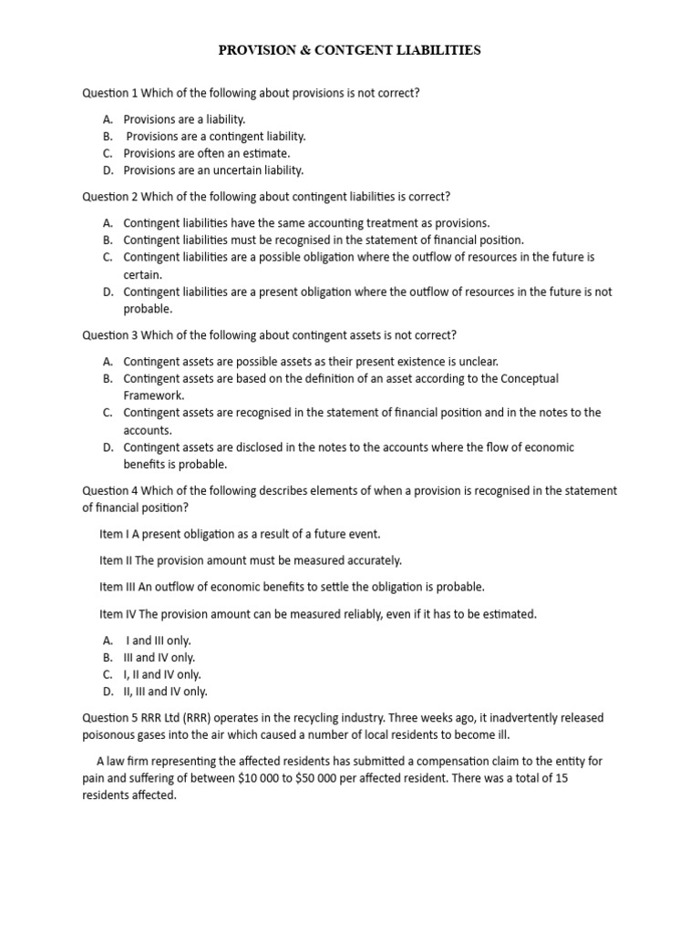 Provisions and Contingent Liabilities Guide | PDF | Financial Economics ...