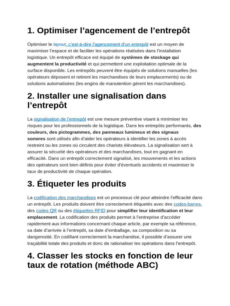 Optimisation de l'Efficacité d'Entrepôt | PDF | Entrepôt | Inventaire