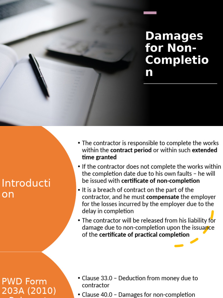 Damages For Non Completion | PDF | Damages | Liquidated Damages
