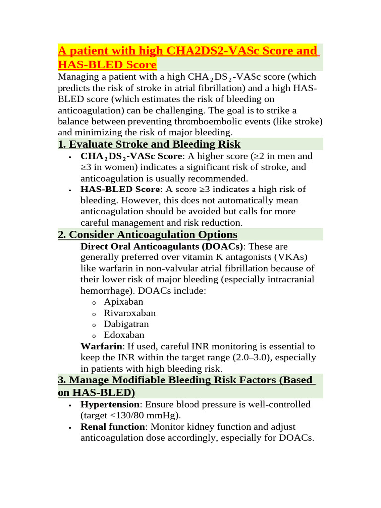 A Patient With High CHA2DS2 | PDF | Clinical Medicine | Medical Specialties