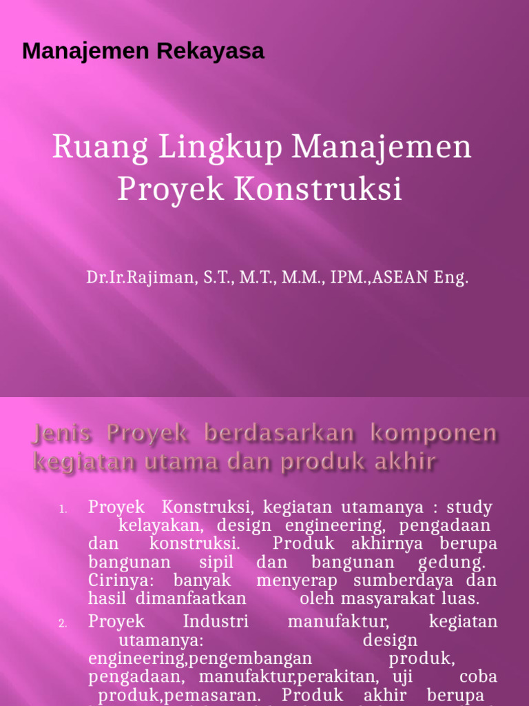 Ruang Lingkup Manajemen Proyek Konstruksi | PDF