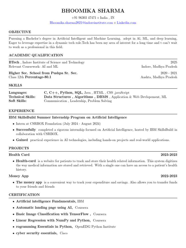 Aspiring AI/ML Professional's Profile | PDF | Artificial Intelligence ...