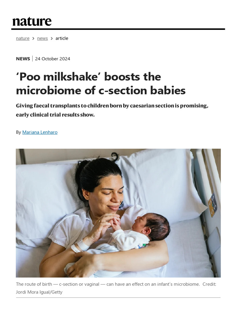 Poo Milkshake' Boosts The Microbiome of C-Section Babies | PDF ...