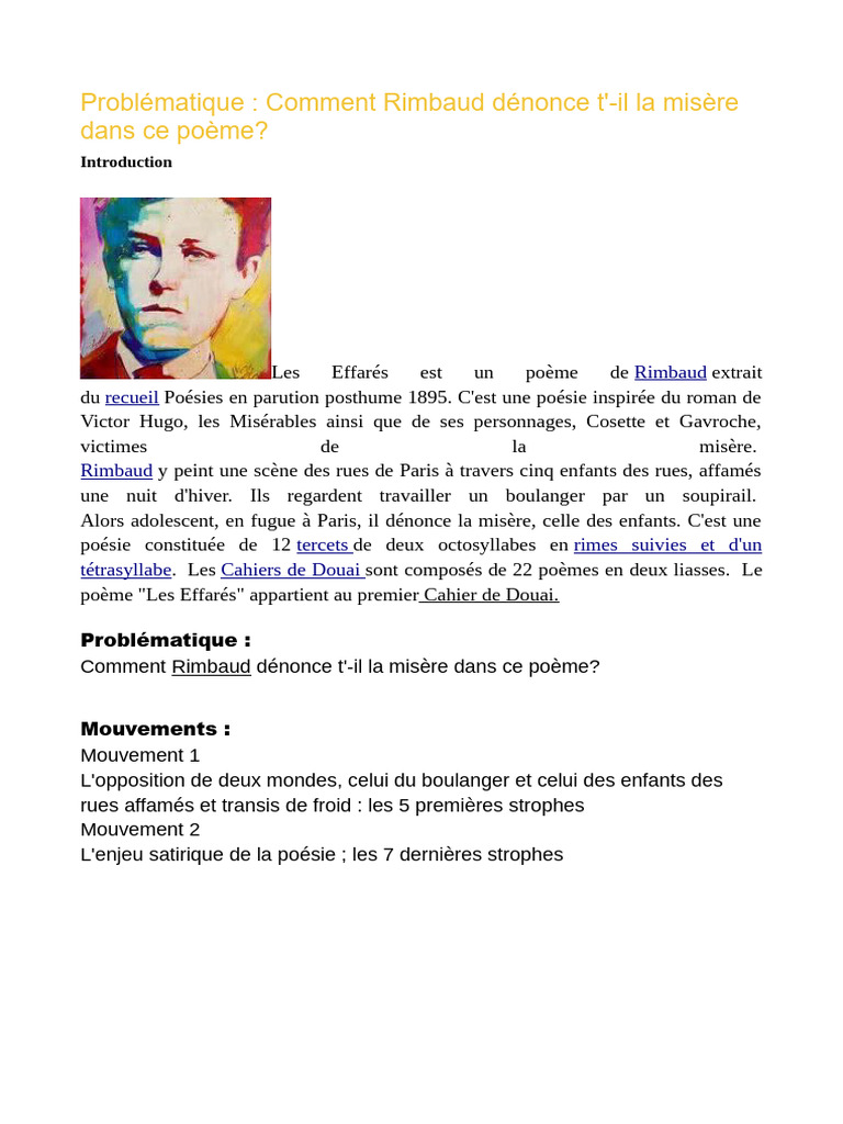 Rimbaud et la misère des enfants dans 