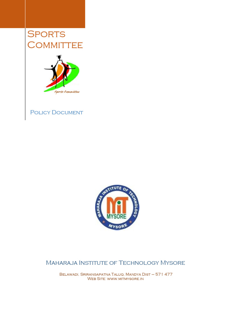 MIT Mysore Sports Committee Policy Document | PDF | Physical Education ...