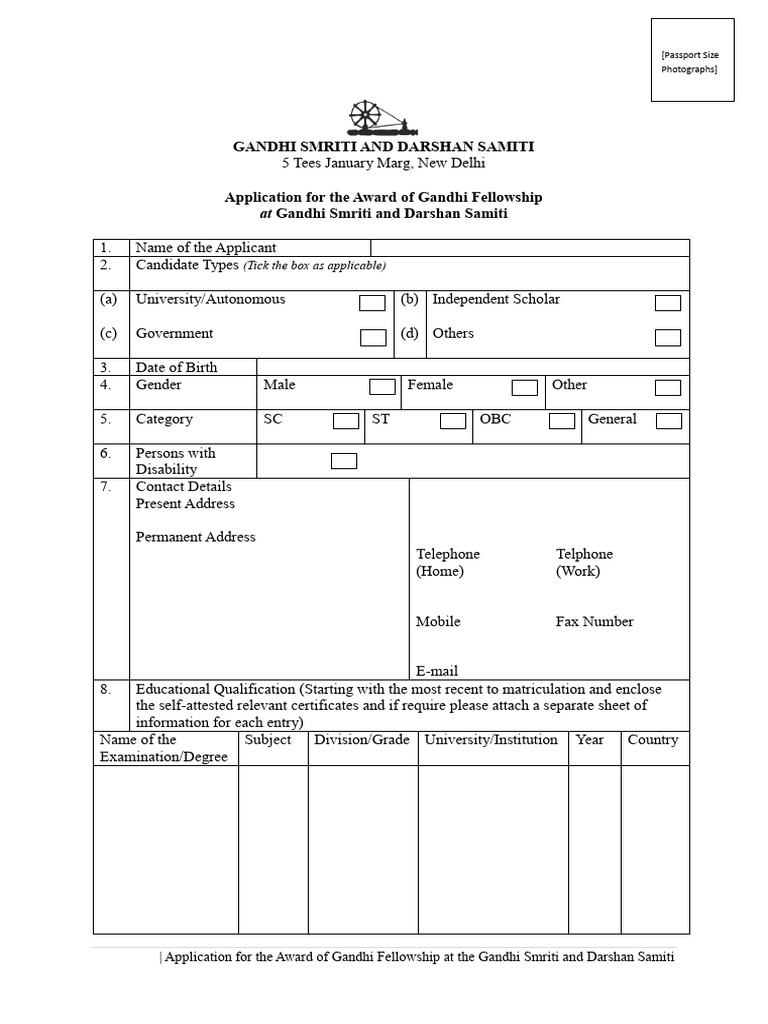 Gandhi Fellowship Application Form | PDF