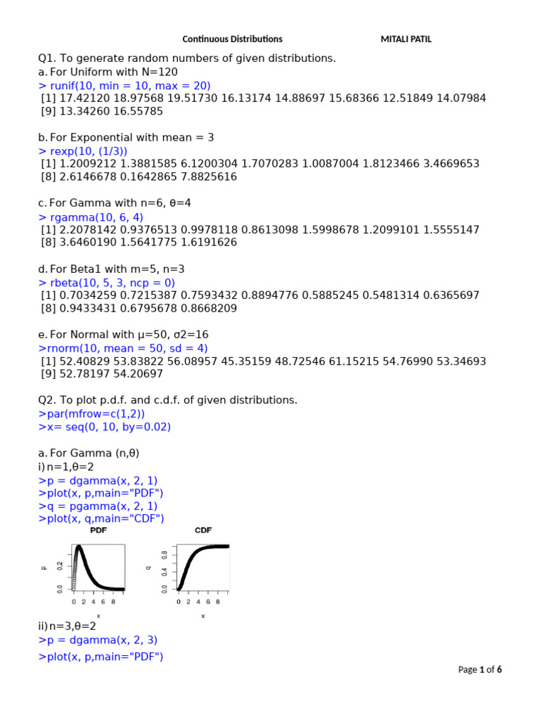 Random Number Generation & Distribution Plots | PDF | Statistical ...
