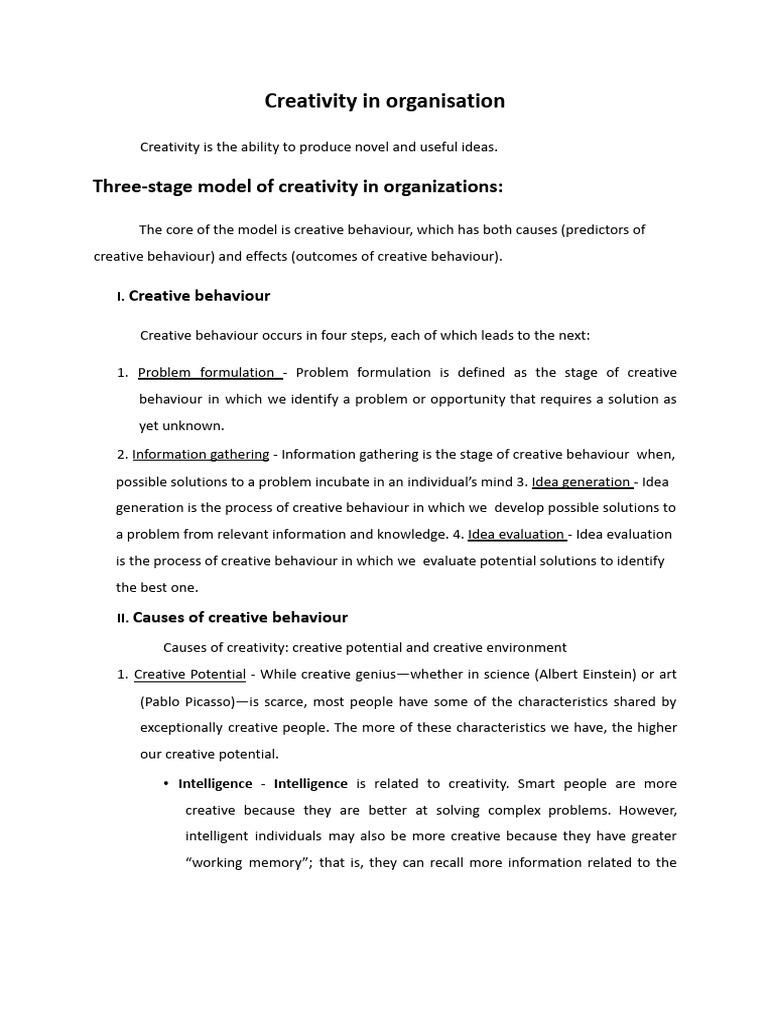 Module 2 - Creativity in Organisationpdf | PDF | Creativity | Behavior
