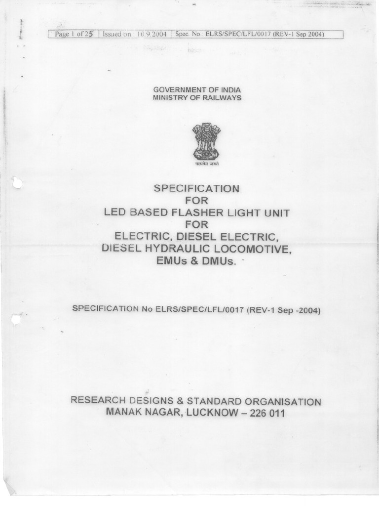 Spec - 0017 Rev - 1 With DRG - Flasher Light LED Based SPEC 0017 | PDF