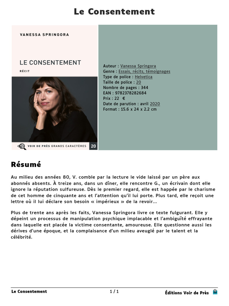 Le Consentement de Vanessa Springora | PDF | Poésie