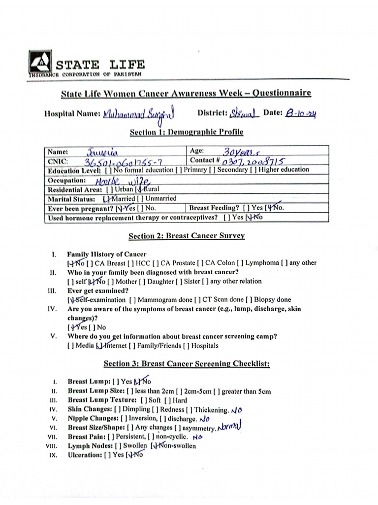 Woman Cancer Awareness Form | PDF