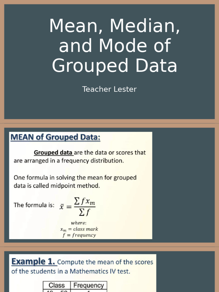 Measures of Central Tendency Grouped Data | PDF