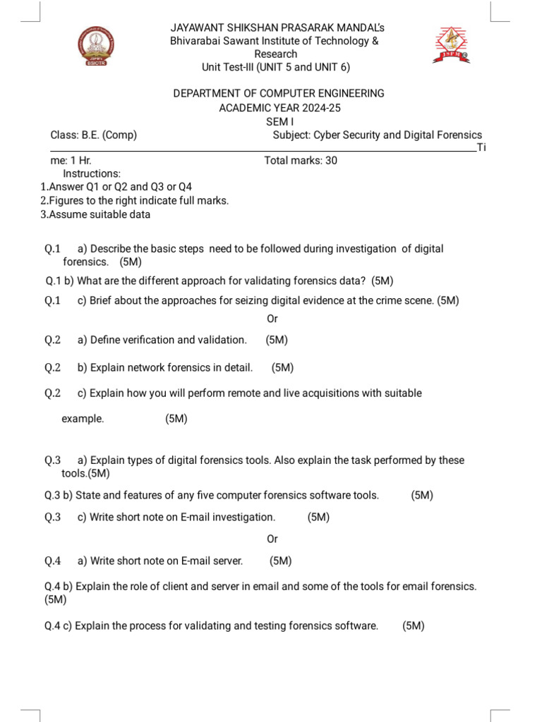 CSDF Unit Test 3 Paper24-25 | PDF
