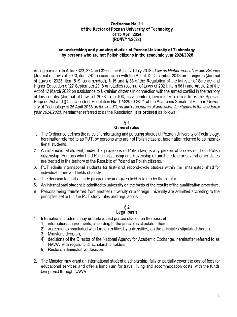 Ordinance No. 11 - 1 | PDF | University And College Admission | Diploma
