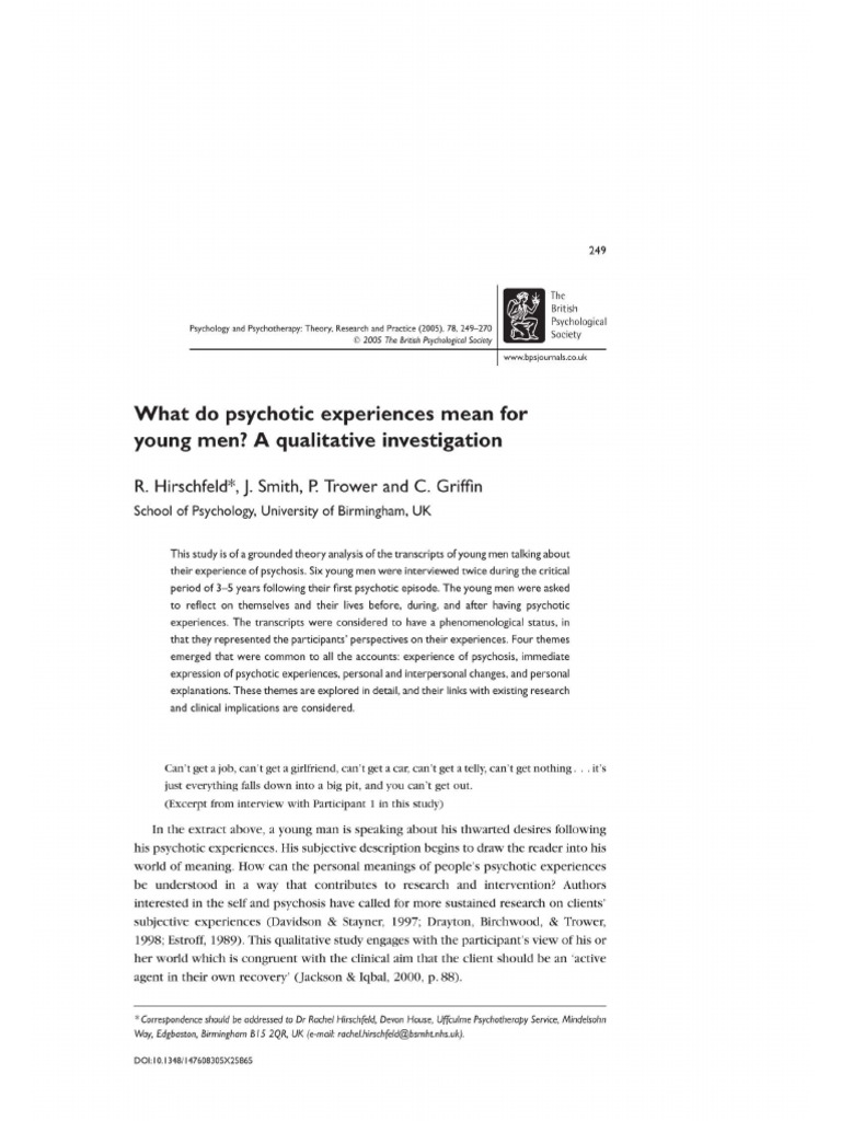 What do psychotic experiences mean for young men pdf