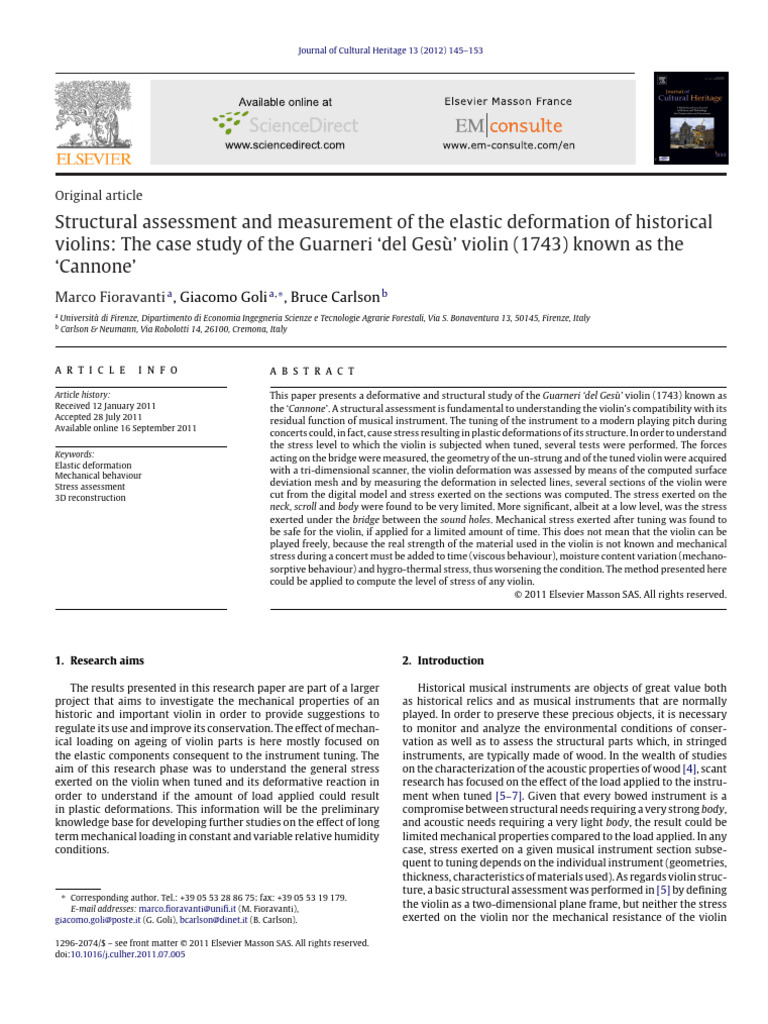 Structural Study of Guarneri Violin Deformation | PDF | Stress ...