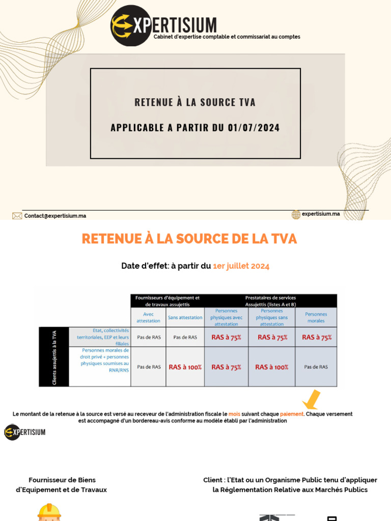 Retenue à la Source TVA au Maroc 2024 | PDF | Taxe sur la valeur ...