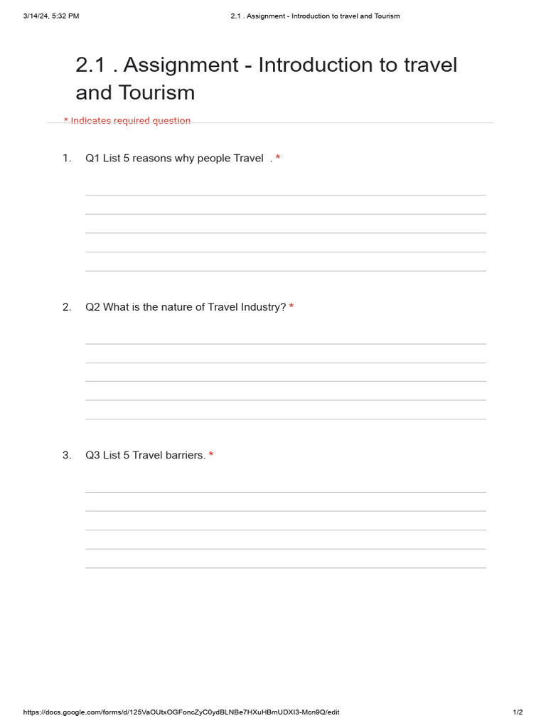 2 1+ +Assignment+-+Introduction+to+travel+and+Tourism | PDF