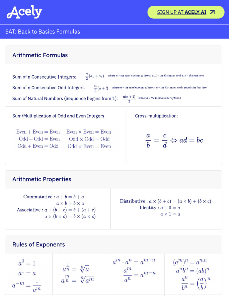 SATMath Cheat Sheet | PDF | Triangle | Quadratic Equation
