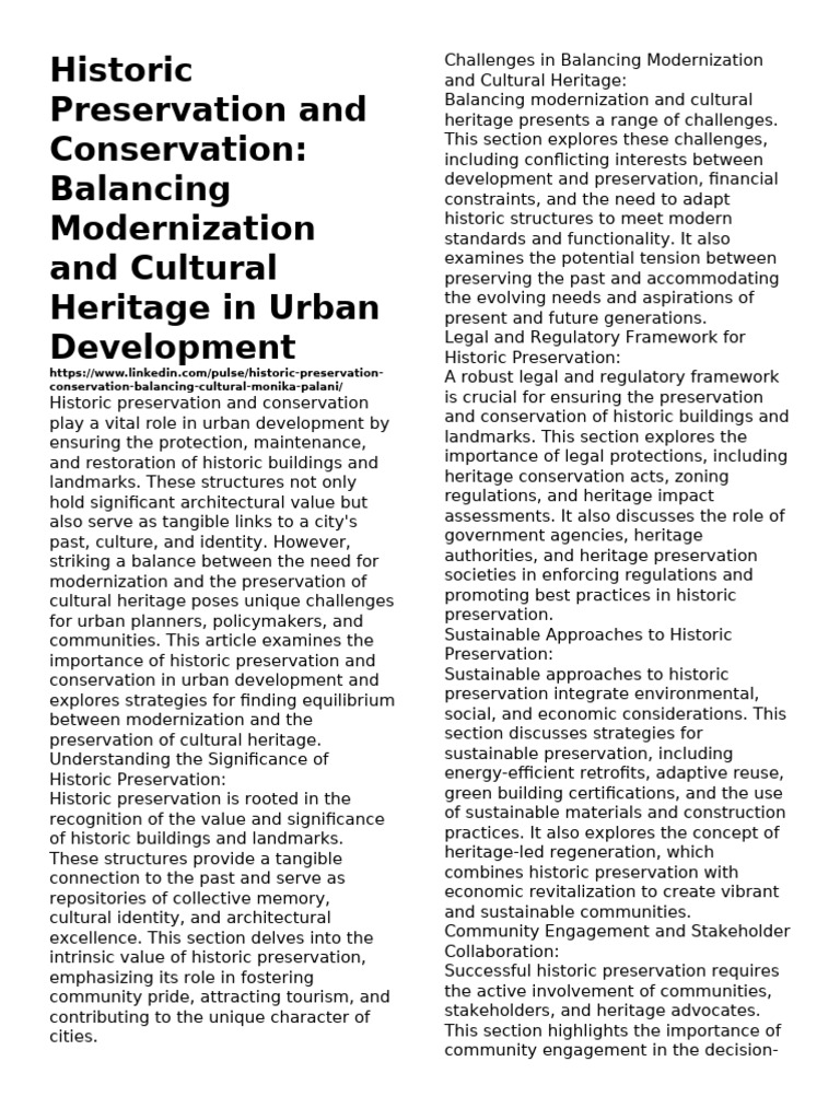 Balancing Modernization & Heritage Preservation | PDF | Historic ...