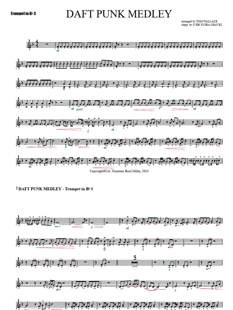 Daft Punk Medley NBM - Trumpet in Bb 3 | PDF
