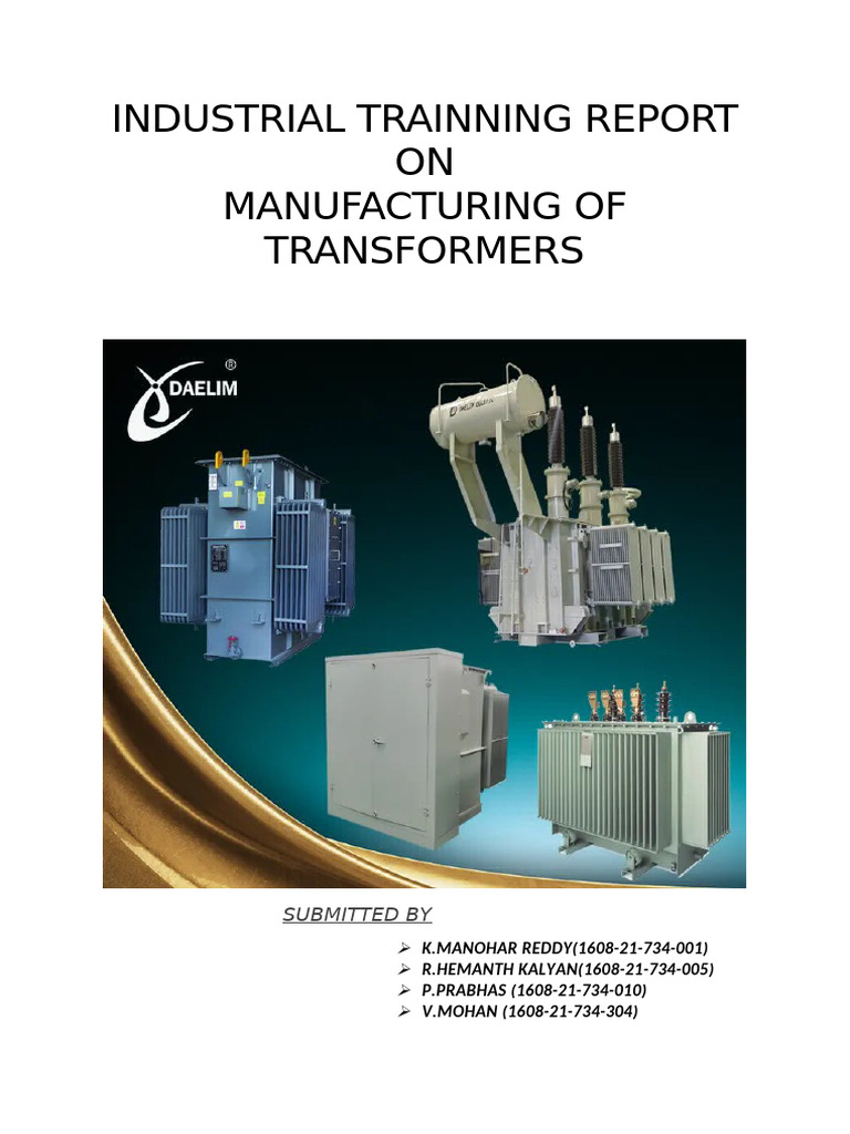 Industrial Trainning Report on Manufacturing of Transformers | PDF ...
