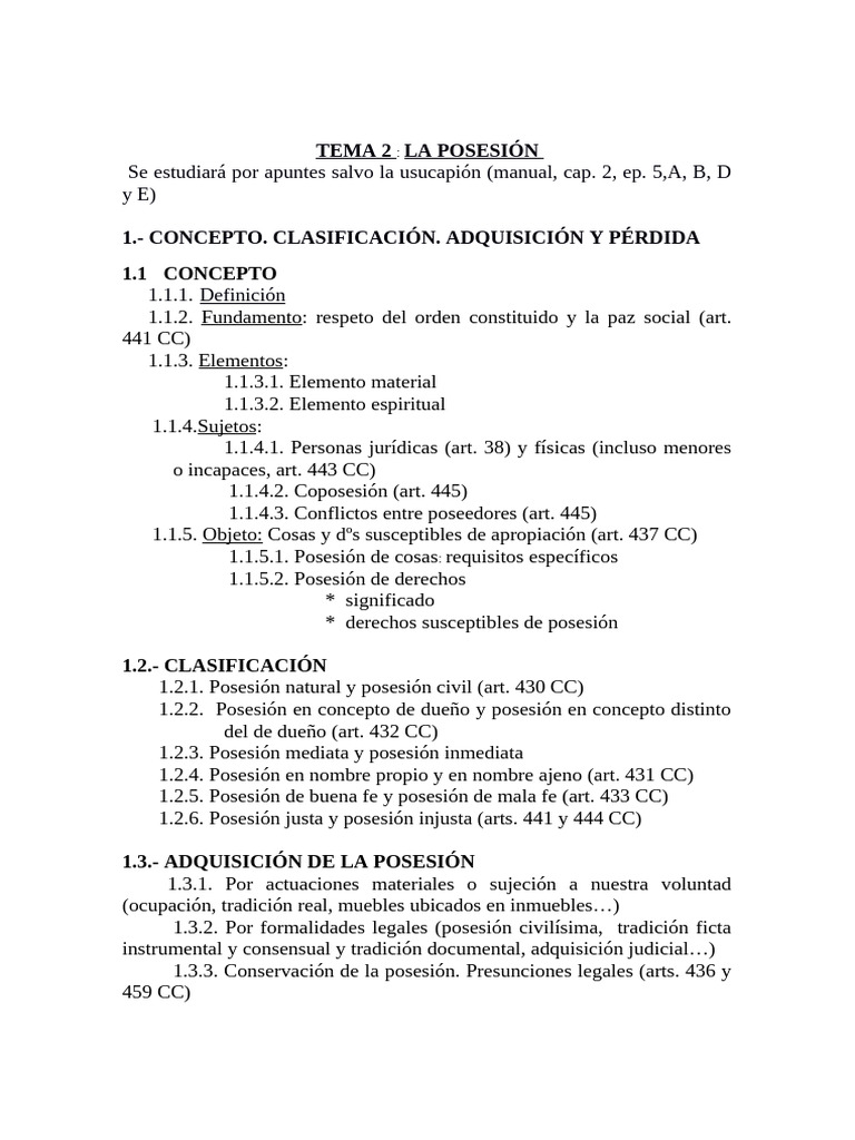 Conceptos Clave de Posesión y Usucapión | PDF | Posesión (Ley ...