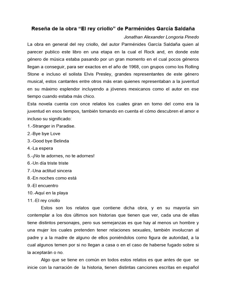 Evidencia El Rey Criollo | PDF