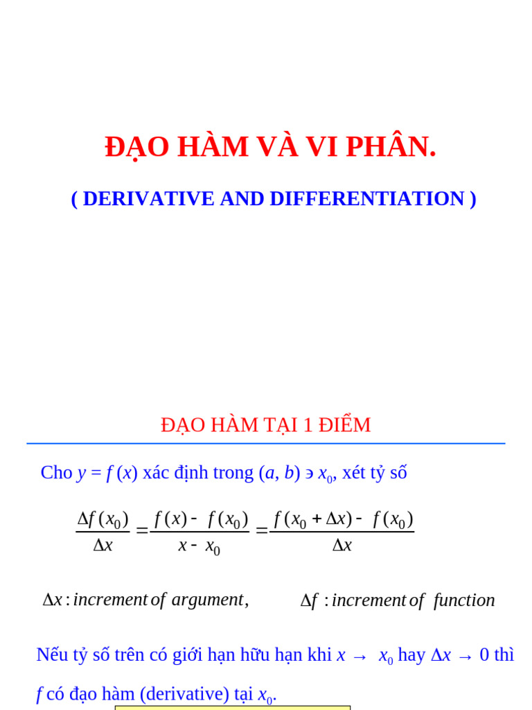 Bài 3 - Đ o Hàm Và Vi Phân | PDF
