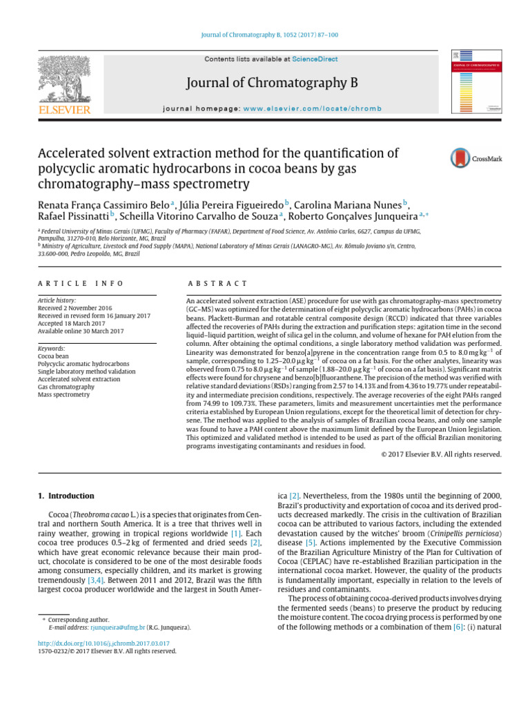 Accelerated Solvent Extraction Method For The Quantification ...