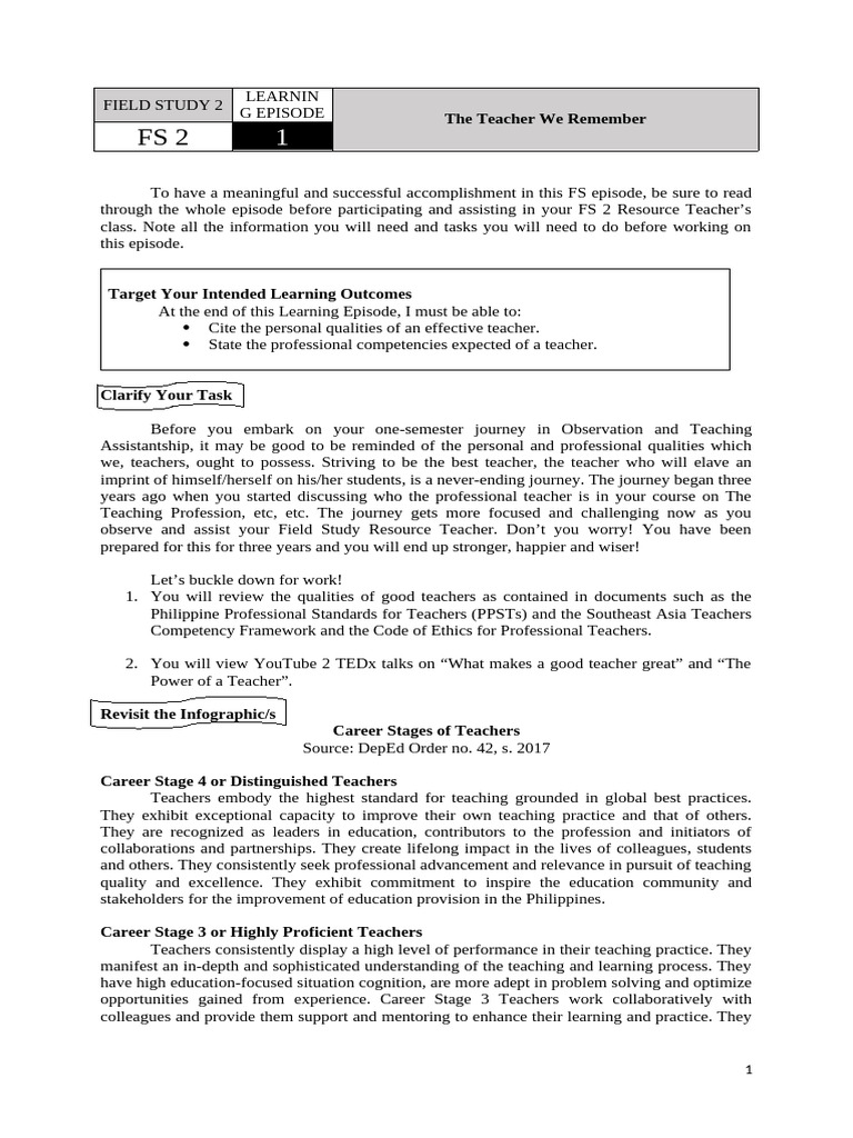 FS 2 | PDF | Teachers | Learning