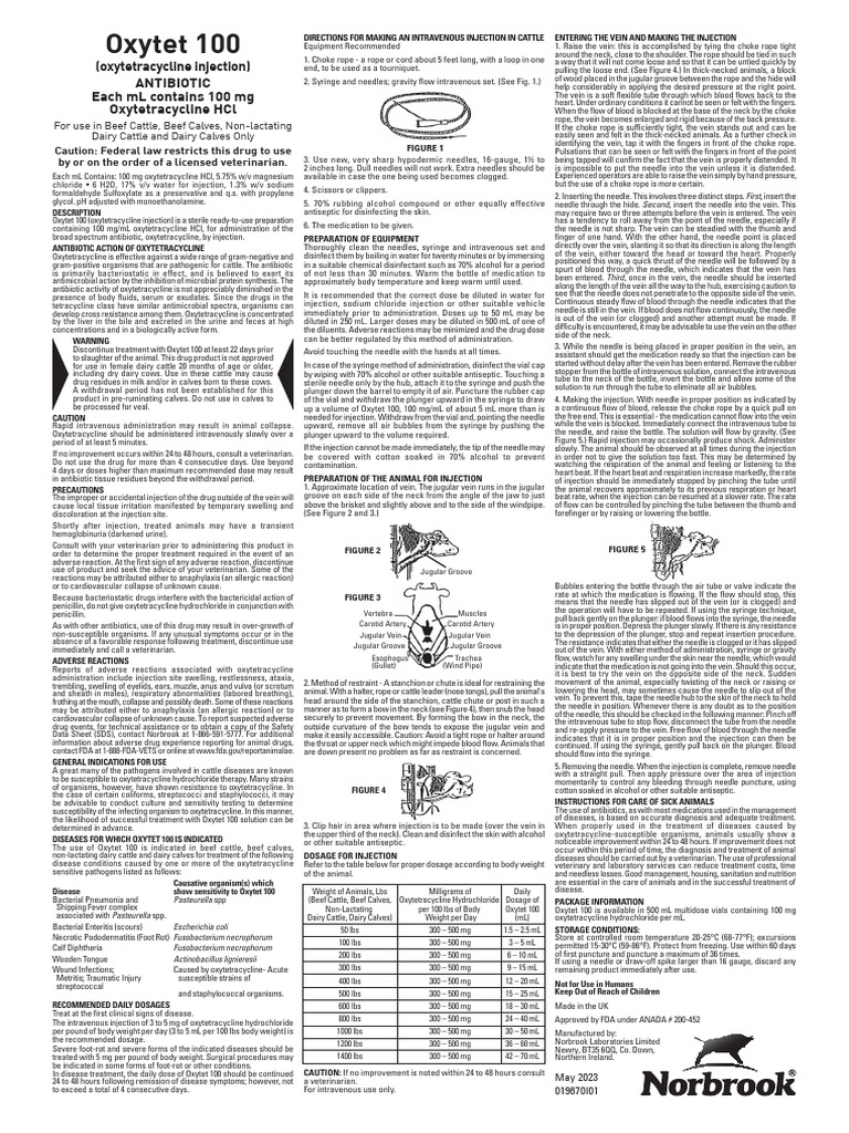Intravenous Injection Guide for Oxytet 100 | PDF | Injection (Medicine ...