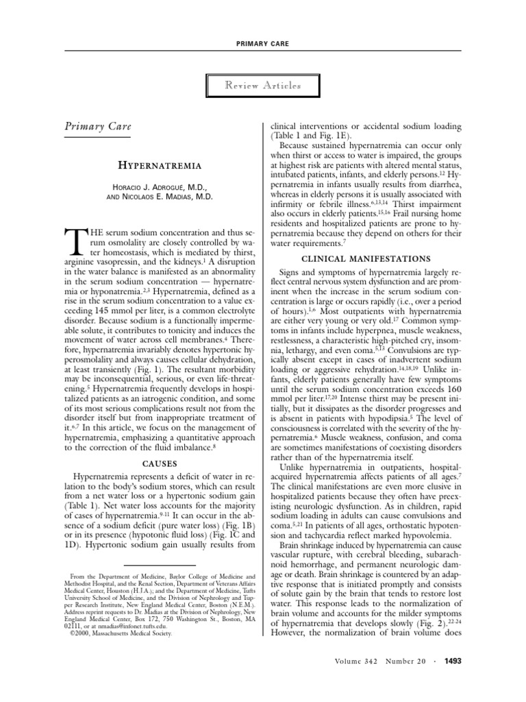 HYPERNATREMIA | PDF | Dehydration | Saline (Medicine)