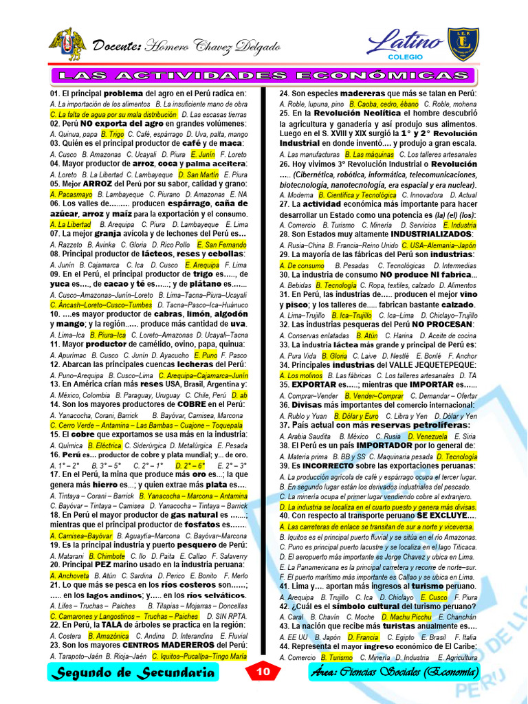 2a 2b 2c Economía y Cívica | PDF | Perú | Temblores