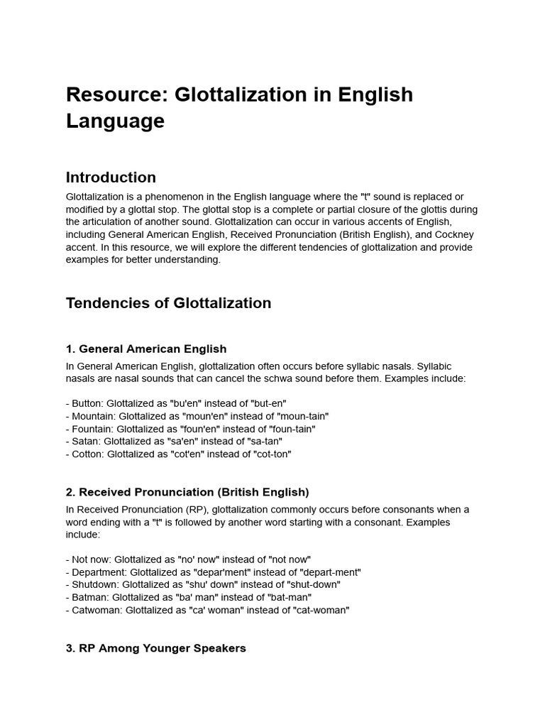 Understanding T-Glottalization in English | PDF | English Language ...