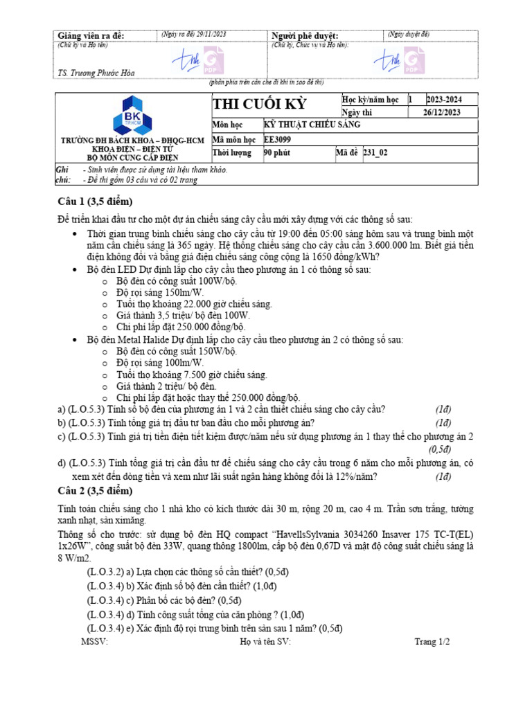 De Thi KTCS CQ - 26.12.2023 - de 02 | PDF