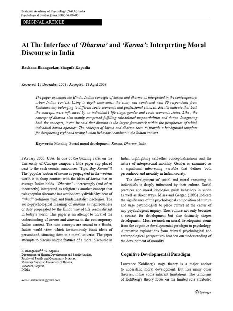At The Interface of Dharma and Karma Int | PDF | Karma | Dharma