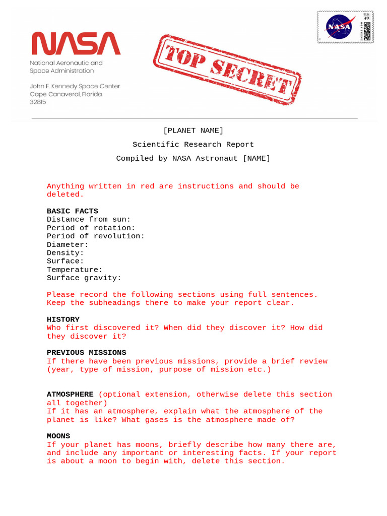 NASA Research Report Template | PDF | Science & Mathematics