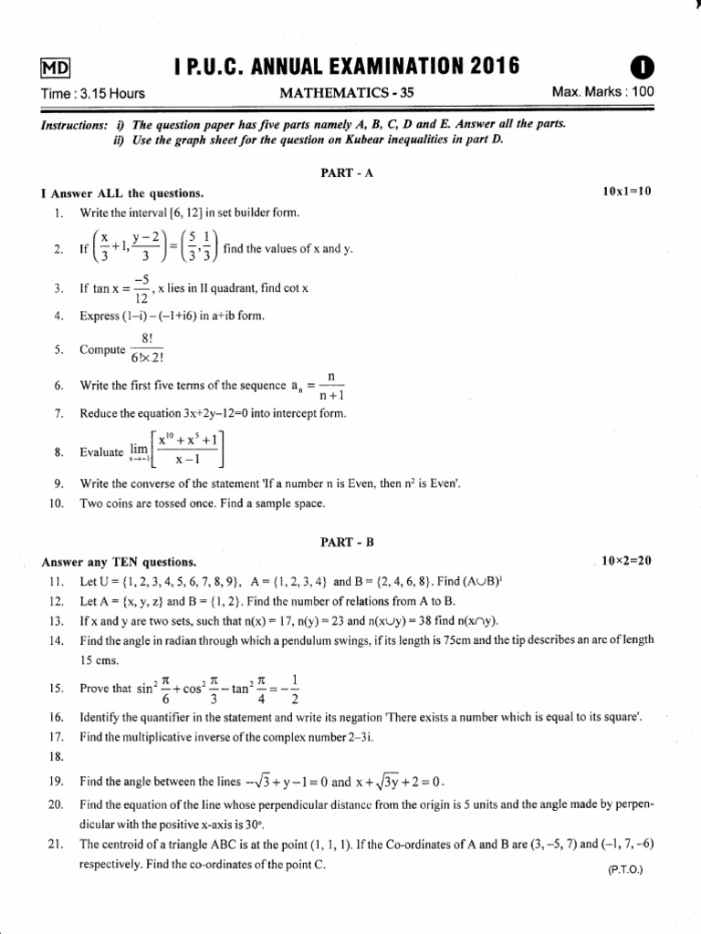 Mathematics Exam Paper 2016 | PDF | Angle | Mathematical Analysis