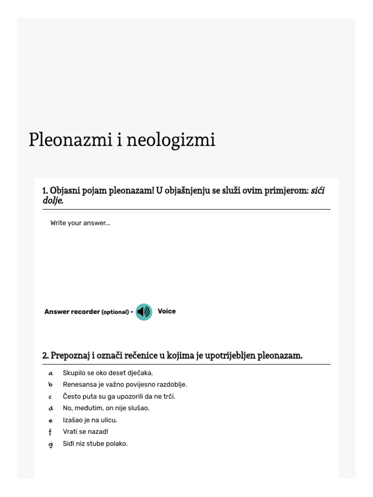 Pleonazmi I Neologizmi | PDF