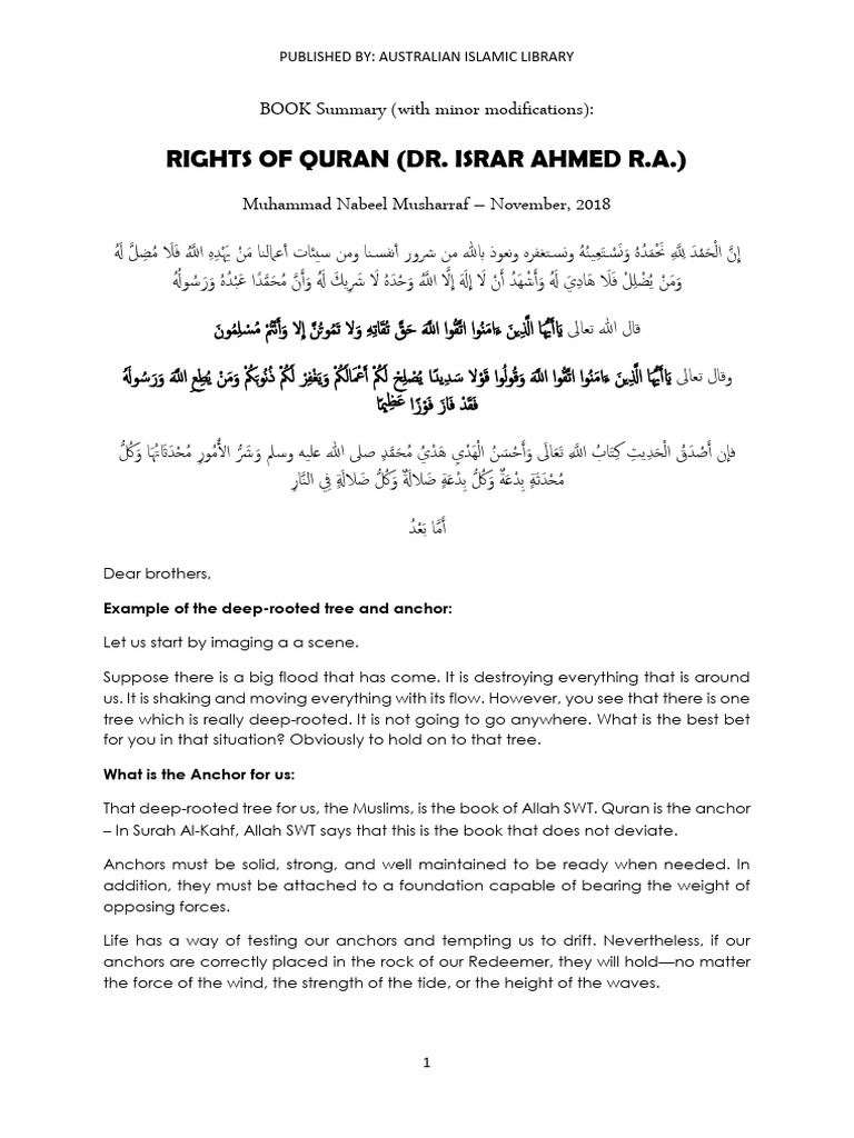 Rights of the Quran Explained | PDF | Quran | Islam