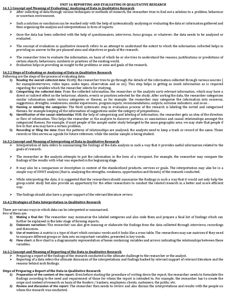 Evaluating Qualitative Research Data | PDF | Qualitative Research ...