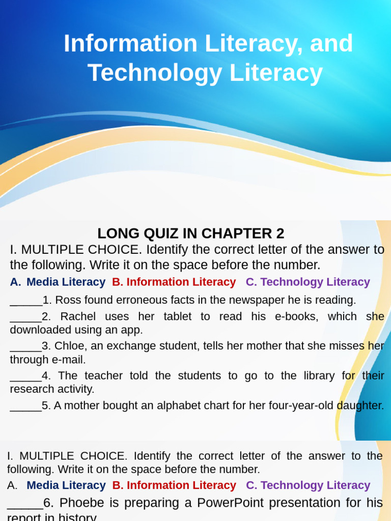 Information and Media Literacy Quiz | PDF | Information | Literacy