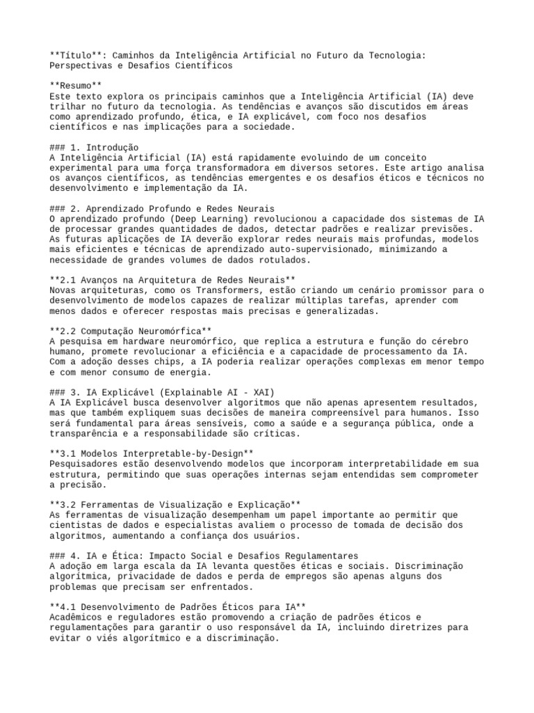 Futuro da Inteligência Artificial: Desafios e Tendências | PDF ...