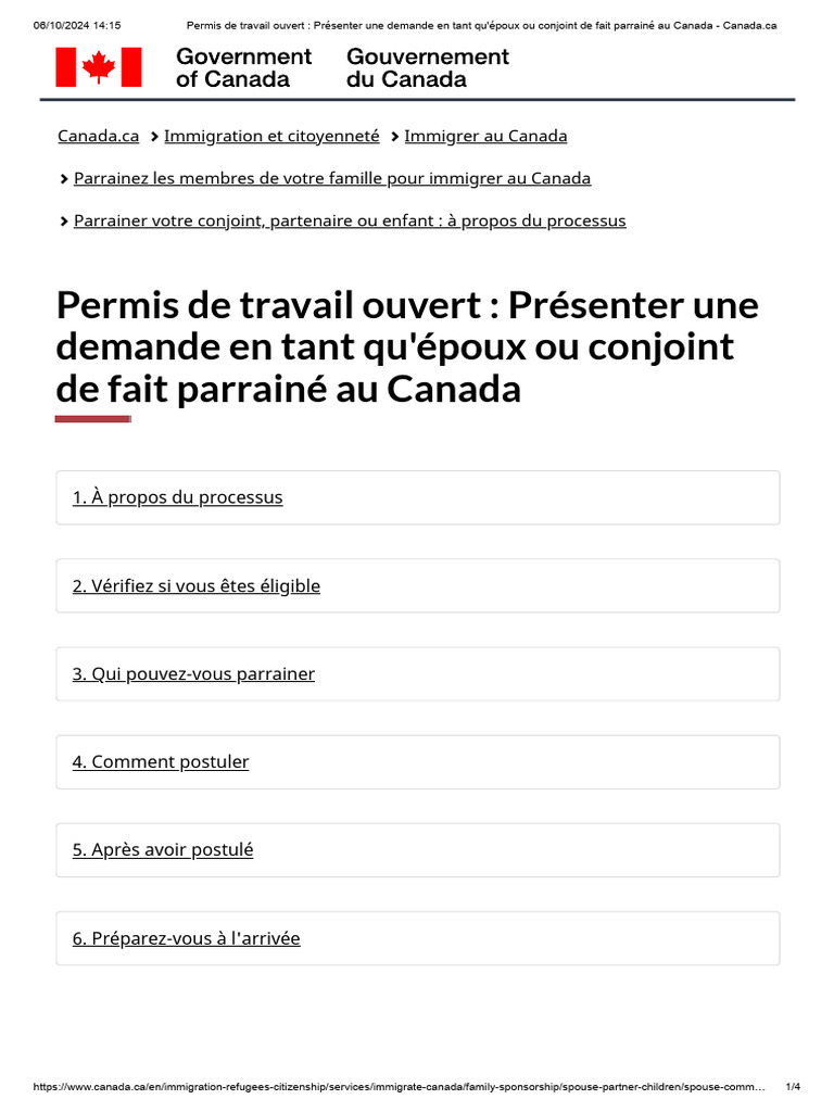 Demande de permis de travail ouvert conjoint | PDF | Gouvernement du Canada