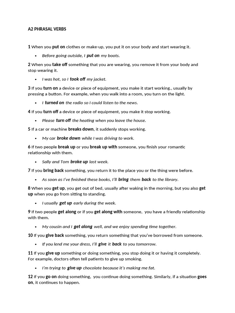 Phrasal Verbs Pdf Language Arts Discipline Wellness