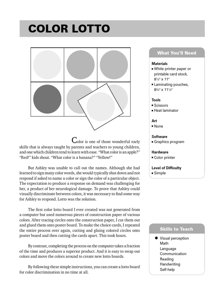 Color Lotto | PDF | Color | Printer (Computing)