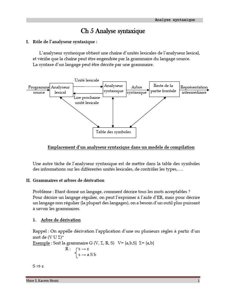 Analyse Syntaxique en Compilation | PDF | Analyse syntaxique | Syntaxe